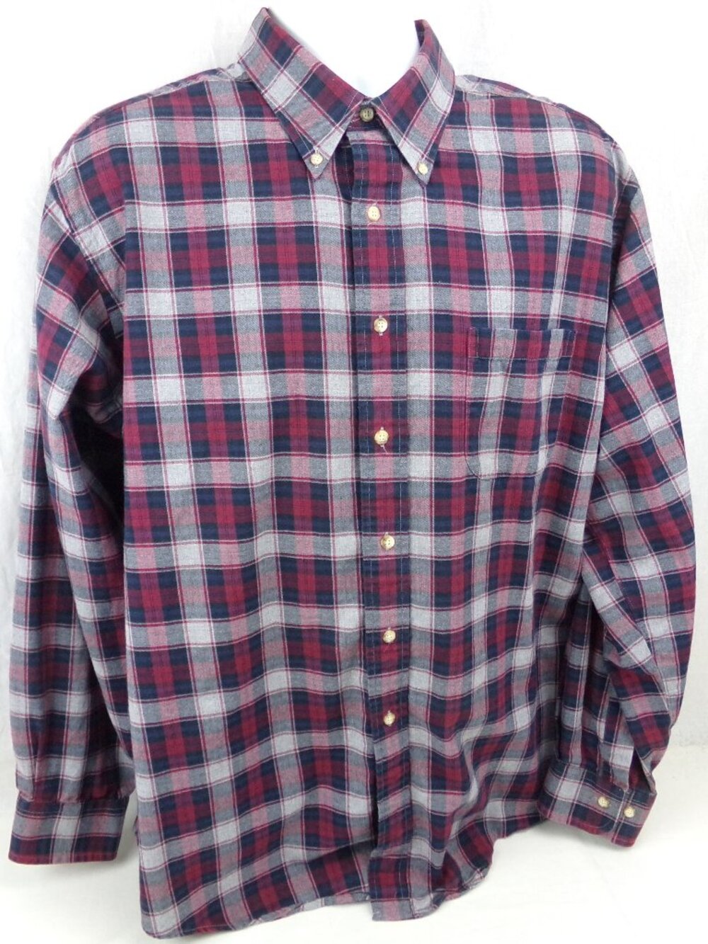 Viyella Wool Blend Shirt XL Red Plaid Button Down Made USA